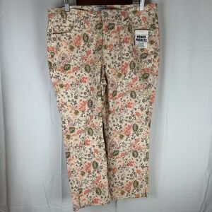 Code Bleu Chelsea Capri Pants 14W Floral Classic Rise Secret Tummy Panel 36x23.5